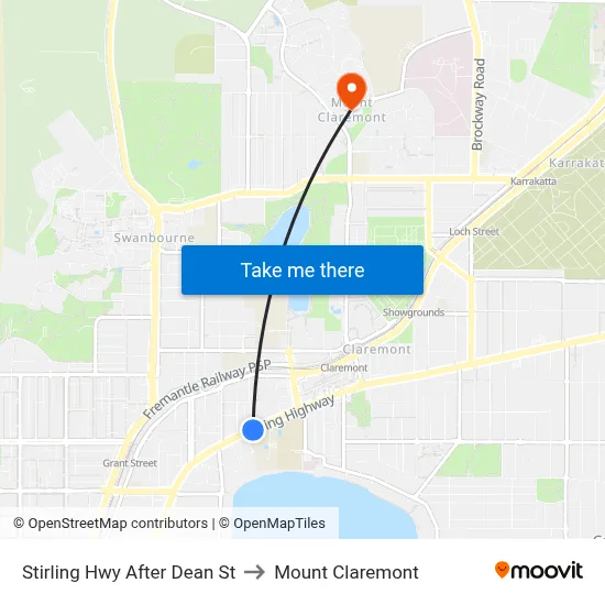 Stirling Hwy After Dean St to Mount Claremont map