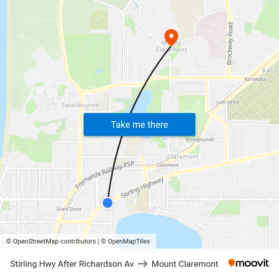 Stirling Hwy After Richardson Av to Mount Claremont map