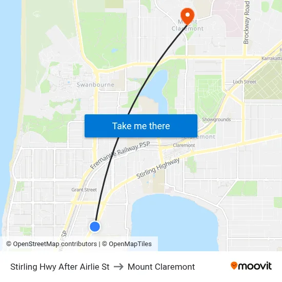 Stirling Hwy After Airlie St to Mount Claremont map