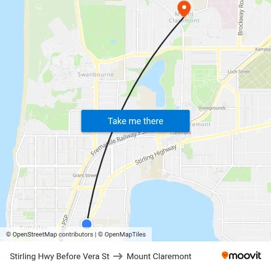 Stirling Hwy Before Vera St to Mount Claremont map