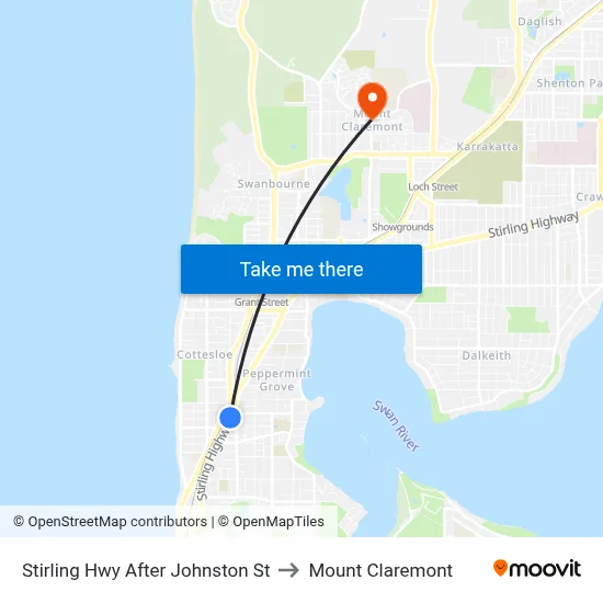 Stirling Hwy After Johnston St to Mount Claremont map