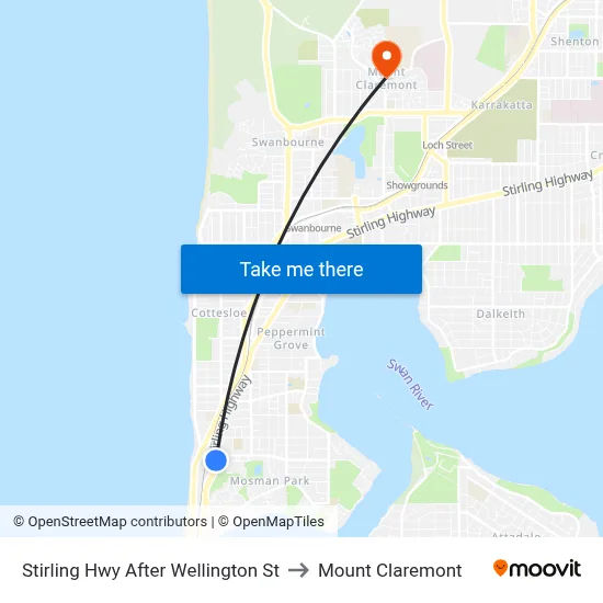 Stirling Hwy After Wellington St to Mount Claremont map