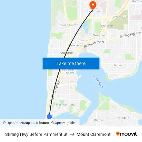 Stirling Hwy Before Pamment St to Mount Claremont map