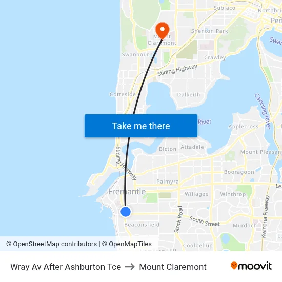 Wray Av After Ashburton Tce to Mount Claremont map