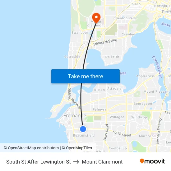South St After Lewington St to Mount Claremont map