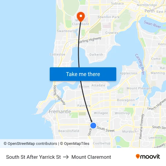 South St After Yarrick St to Mount Claremont map