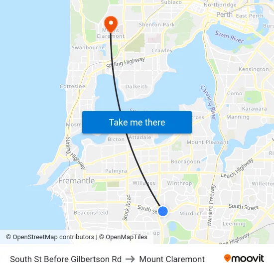South St Before Gilbertson Rd to Mount Claremont map