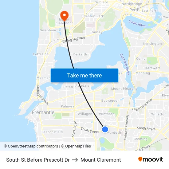 South St Before Prescott Dr to Mount Claremont map