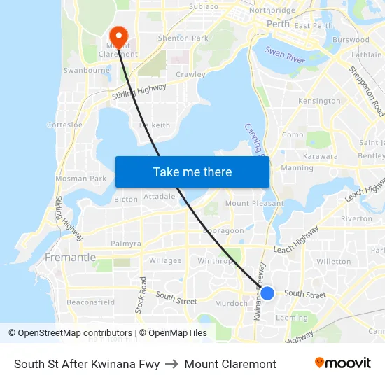 South St After Kwinana Fwy to Mount Claremont map
