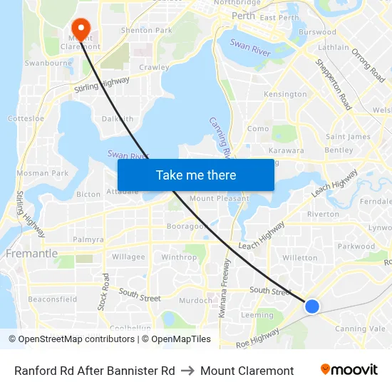 Ranford Rd After Bannister Rd to Mount Claremont map