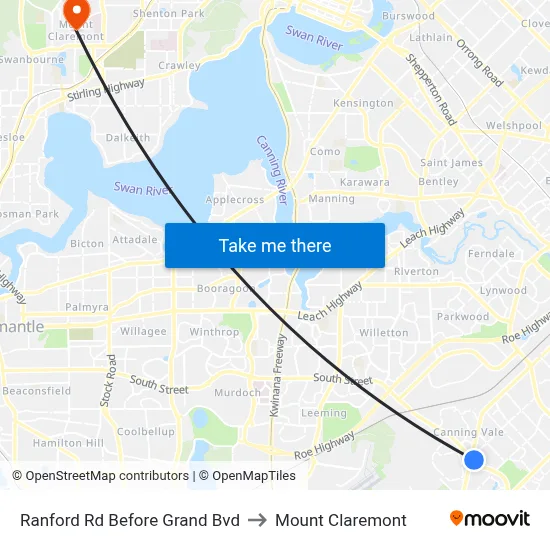 Ranford Rd Before Grand Bvd to Mount Claremont map
