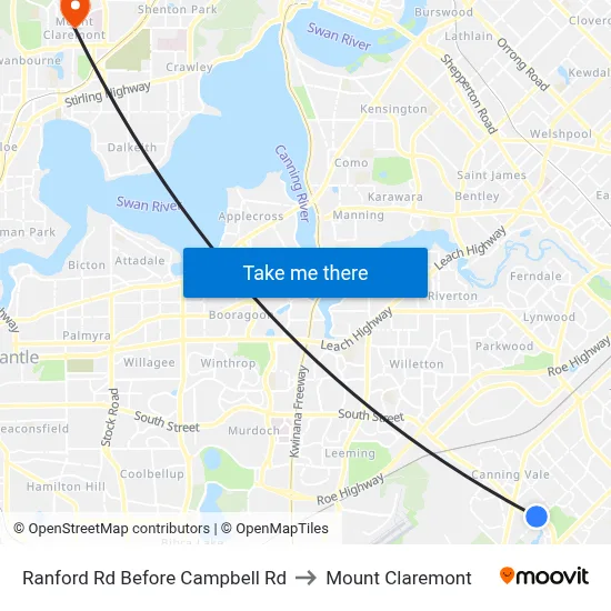 Ranford Rd Before Campbell Rd to Mount Claremont map