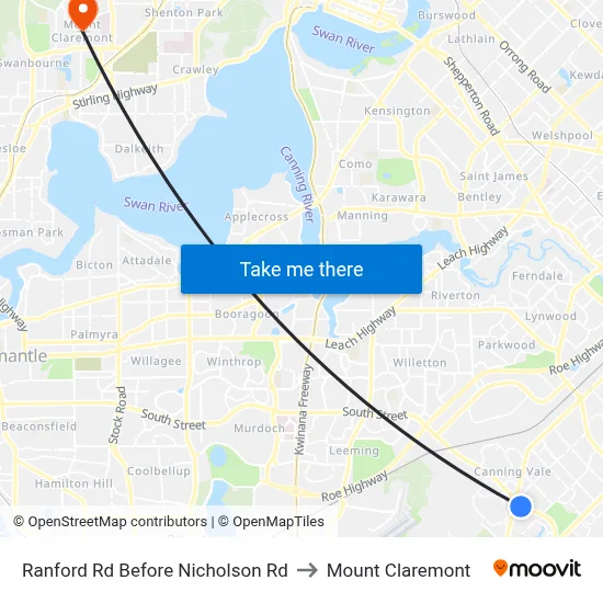 Ranford Rd Before Nicholson Rd to Mount Claremont map