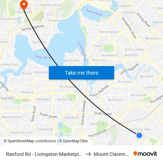 Ranford Rd - Livingston Marketplace to Mount Claremont map