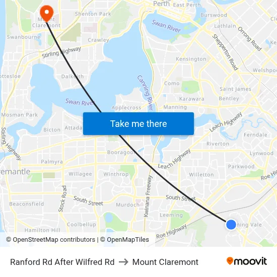 Ranford Rd After Wilfred Rd to Mount Claremont map