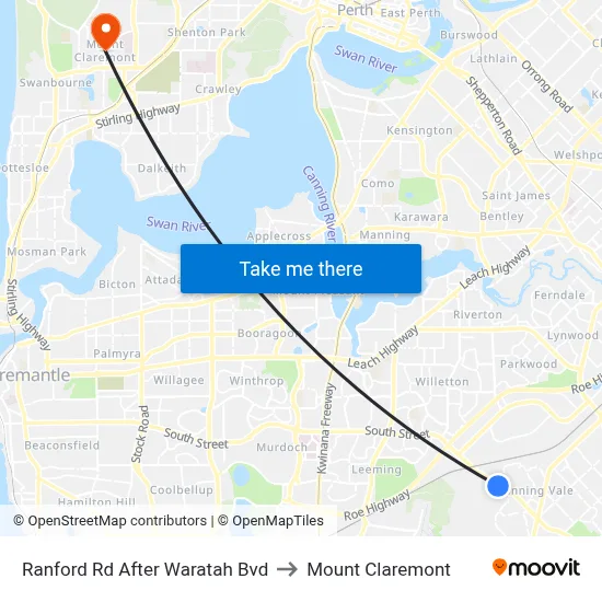 Ranford Rd After Waratah Bvd to Mount Claremont map