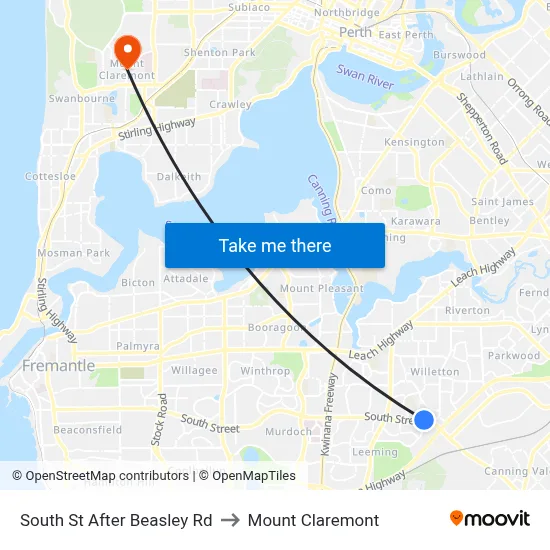 South St After Beasley Rd to Mount Claremont map