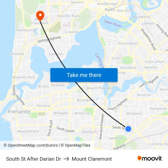 South St After Darian Dr to Mount Claremont map