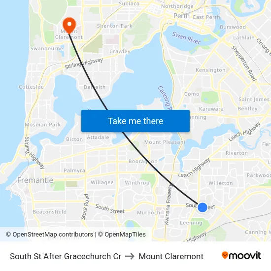 South St After Gracechurch Cr to Mount Claremont map