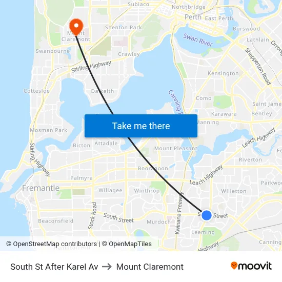 South St After Karel Av to Mount Claremont map