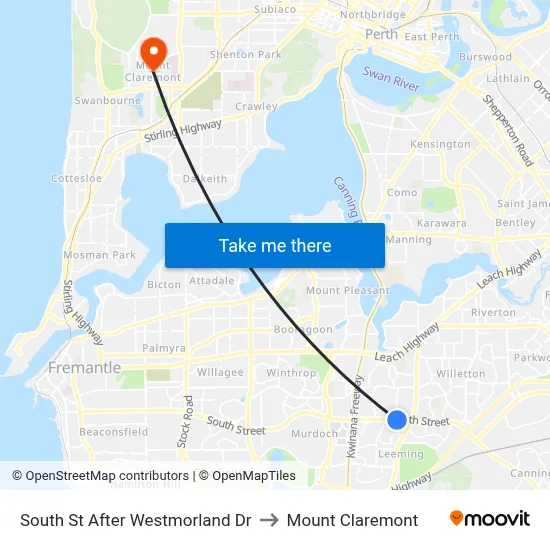 South St After Westmorland Dr to Mount Claremont map