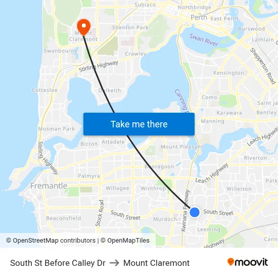 South St Before Calley Dr to Mount Claremont map
