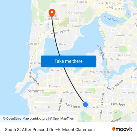 South St After Prescott Dr to Mount Claremont map