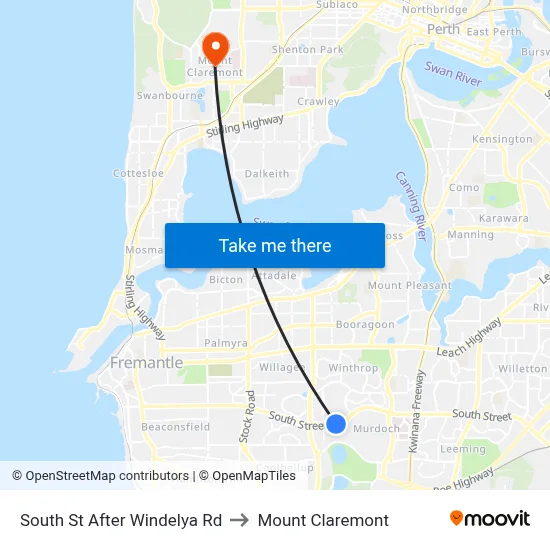 South St After Windelya Rd to Mount Claremont map