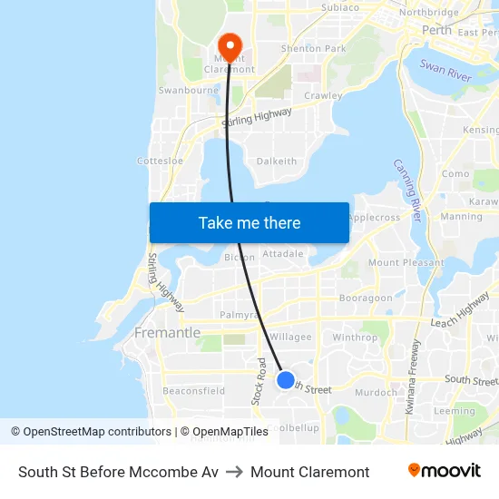 South St Before Mccombe Av to Mount Claremont map