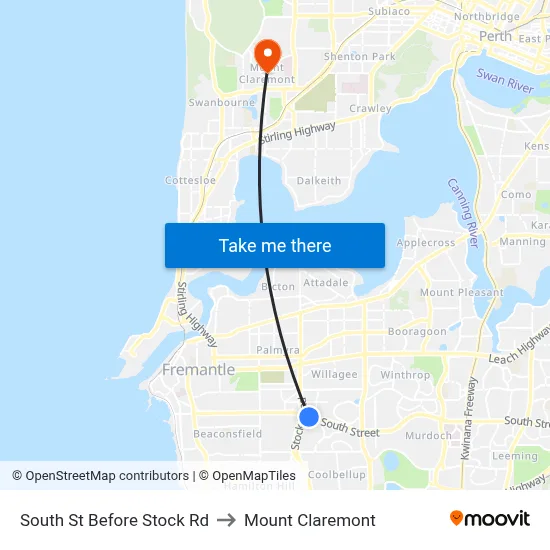 South St Before Stock Rd to Mount Claremont map