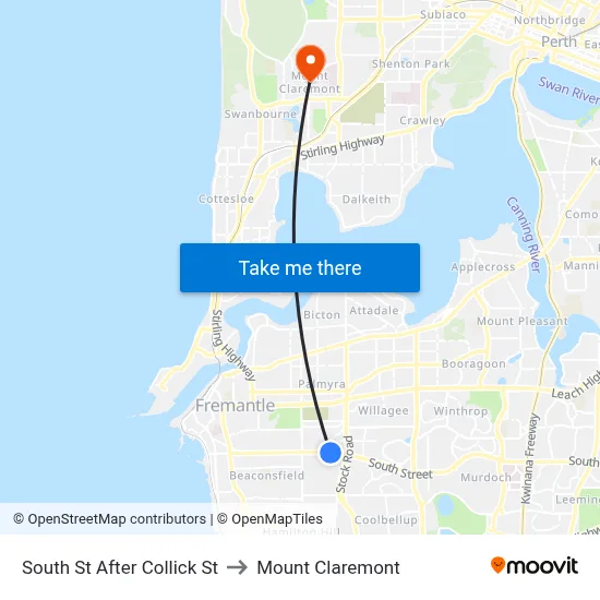 South St After Collick St to Mount Claremont map