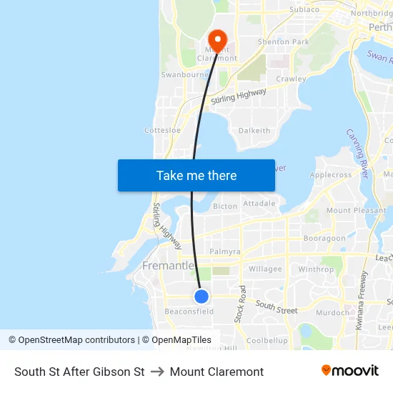 South St After Gibson St to Mount Claremont map