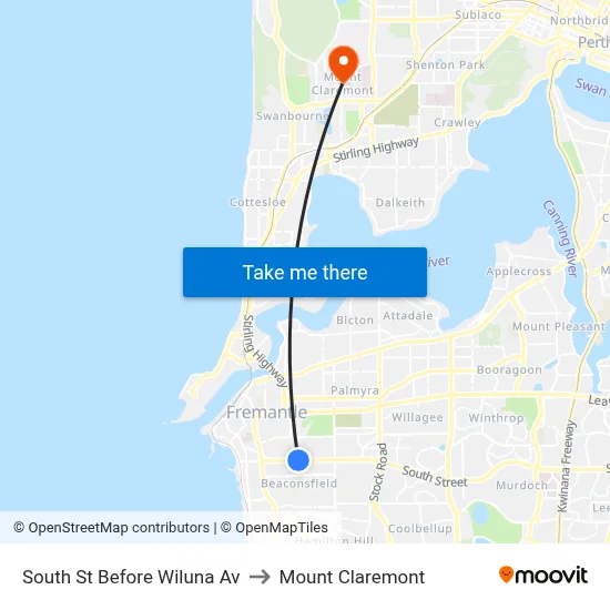 South St Before Wiluna Av to Mount Claremont map
