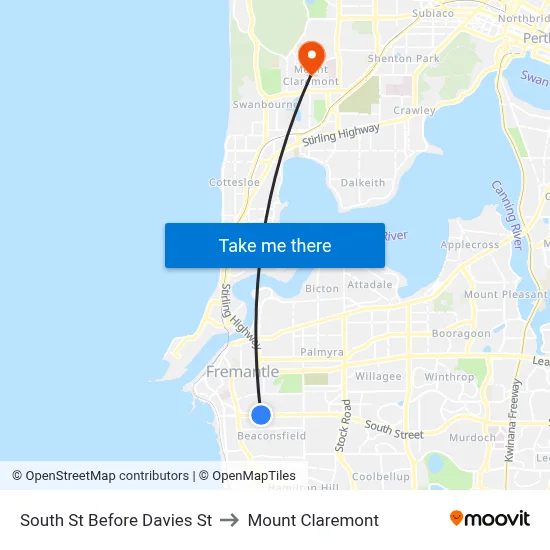 South St Before Davies St to Mount Claremont map