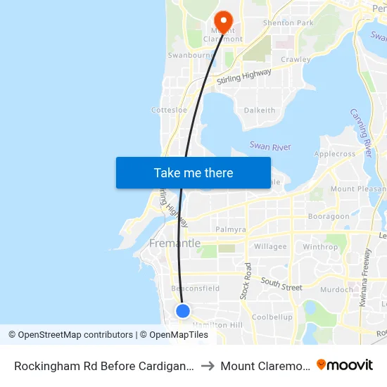 Rockingham Rd Before Cardigan St to Mount Claremont map