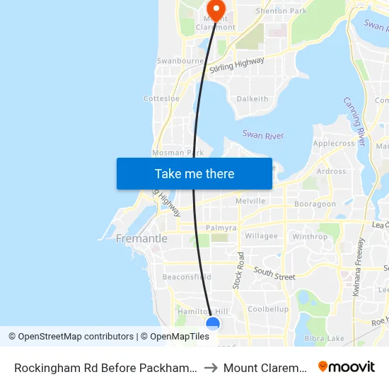 Rockingham Rd Before Packham Rd to Mount Claremont map