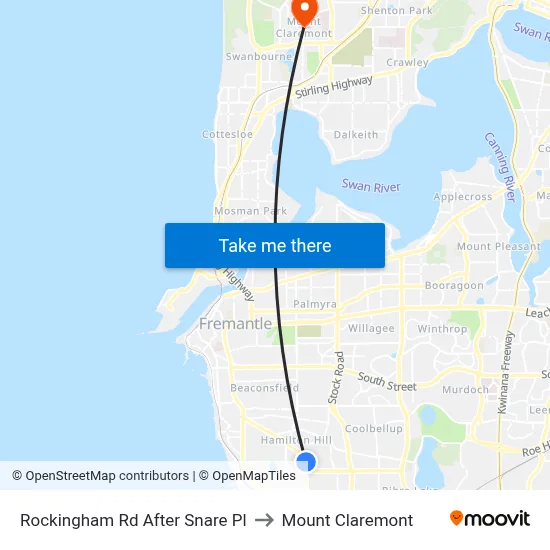 Rockingham Rd After Snare Pl to Mount Claremont map