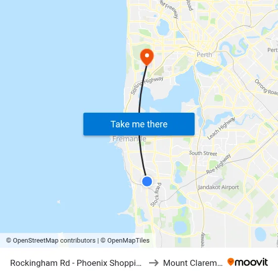 Rockingham Rd - Phoenix Shopping Ctr to Mount Claremont map