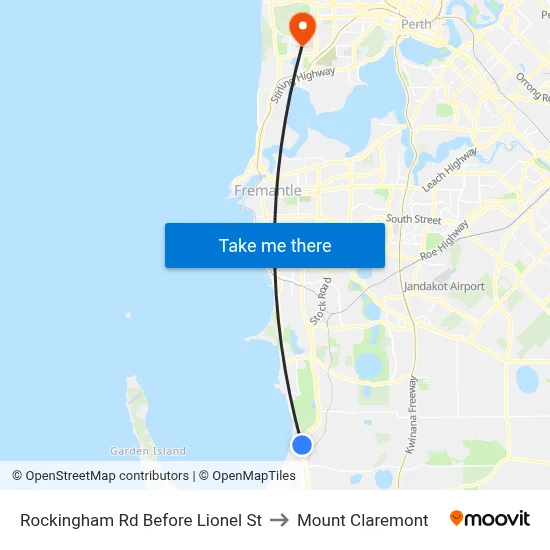 Rockingham Rd Before Lionel St to Mount Claremont map