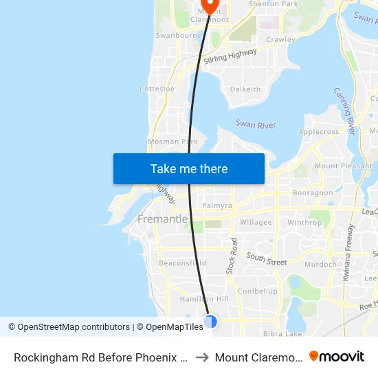 Rockingham Rd Before Phoenix Rd to Mount Claremont map