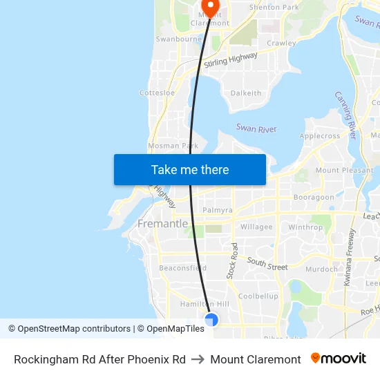 Rockingham Rd After Phoenix Rd to Mount Claremont map