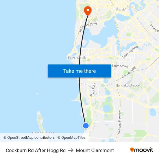 Cockburn Rd After Hogg Rd to Mount Claremont map