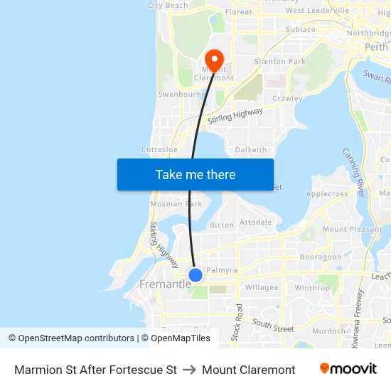 Marmion St After Fortescue St to Mount Claremont map