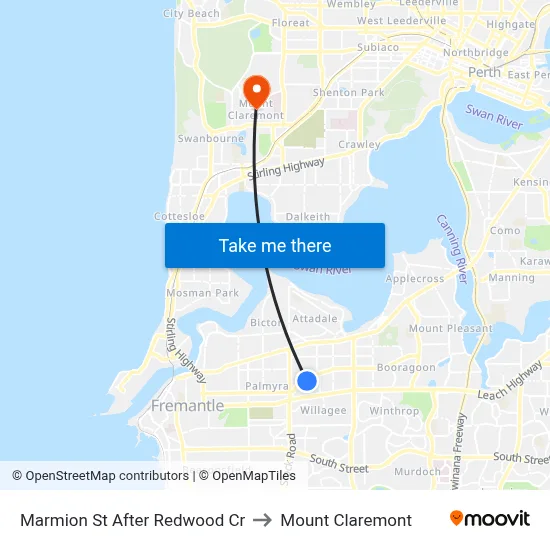 Marmion St After Redwood Cr to Mount Claremont map
