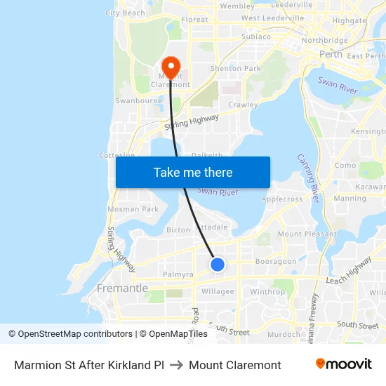 Marmion St After Kirkland Pl to Mount Claremont map