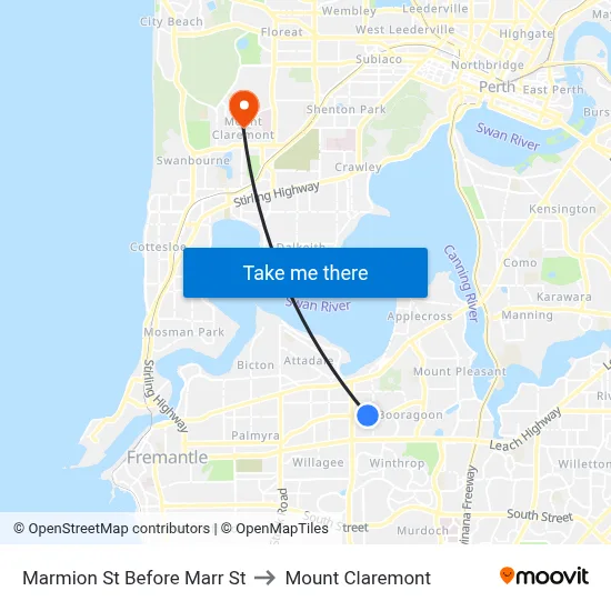Marmion St Before Marr St to Mount Claremont map