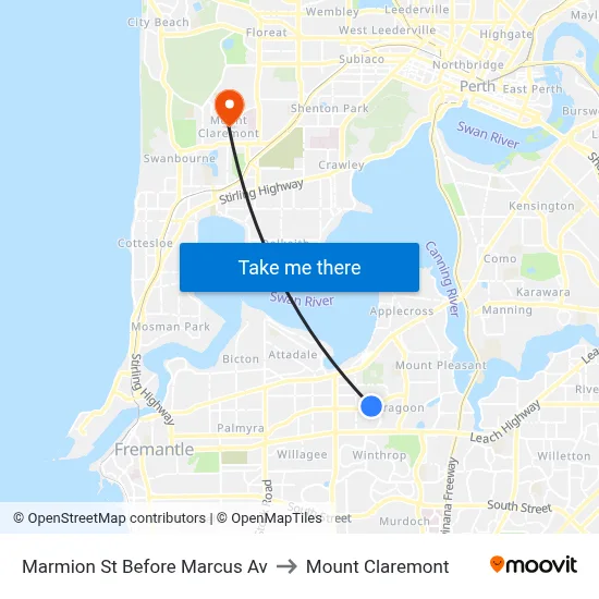 Marmion St Before Marcus Av to Mount Claremont map