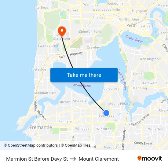 Marmion St Before Davy St to Mount Claremont map