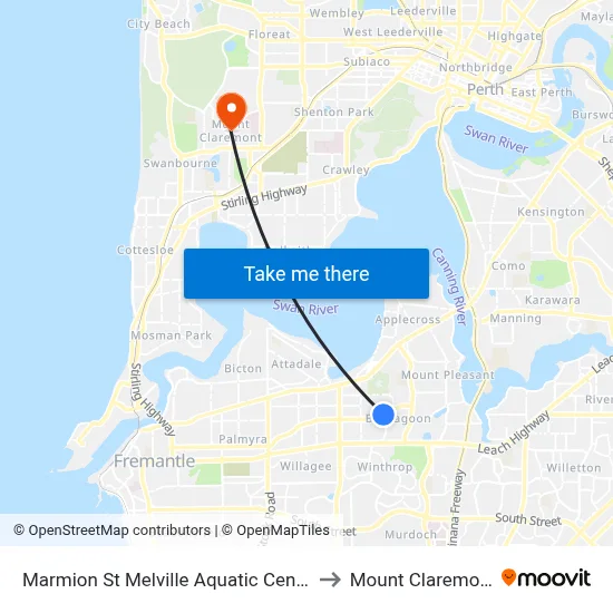 Marmion St Melville Aquatic Centre to Mount Claremont map