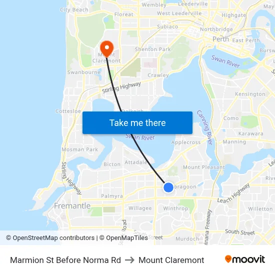 Marmion St Before Norma Rd to Mount Claremont map